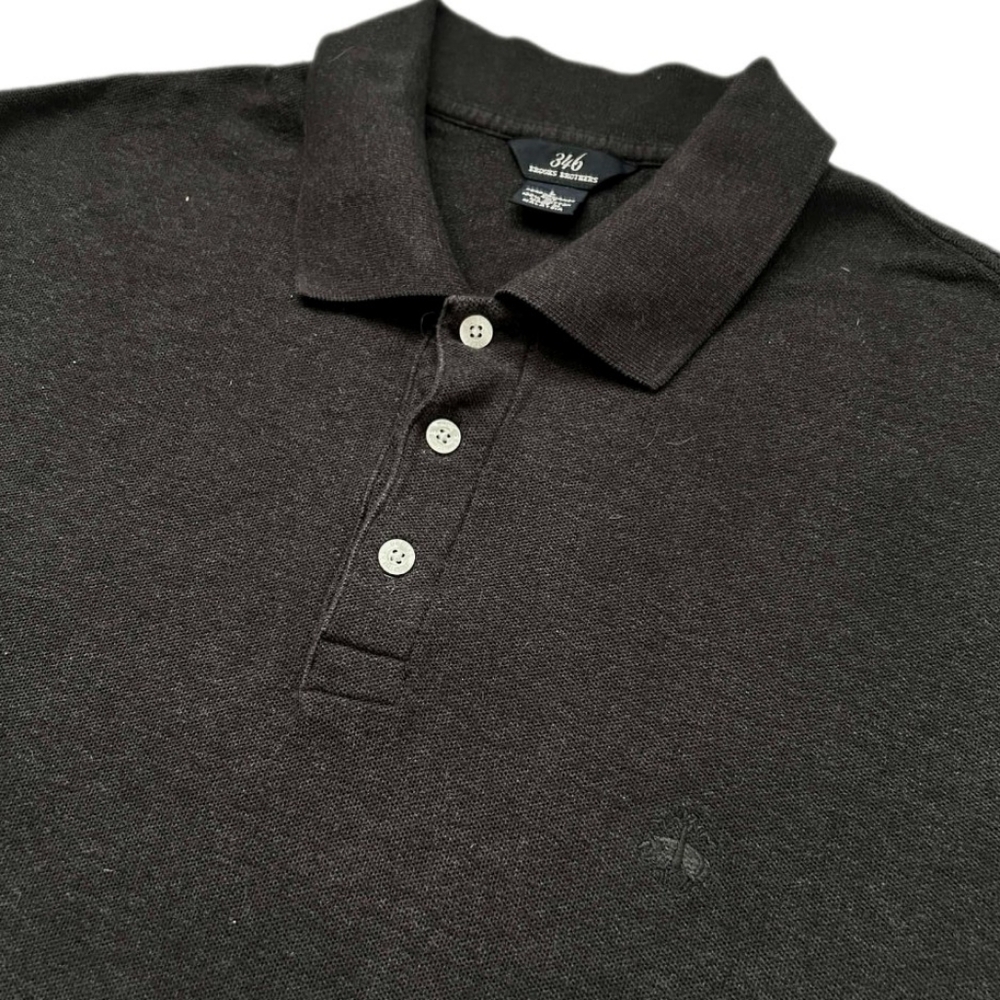 Brooks Brothers 346 long sleeve medium weight dark navy blue Polo Shirt